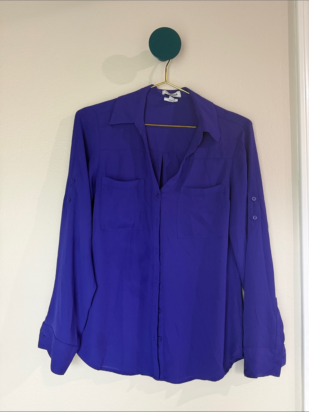 Express Long-Sleeve Button-Down Shirt in Deep Purple